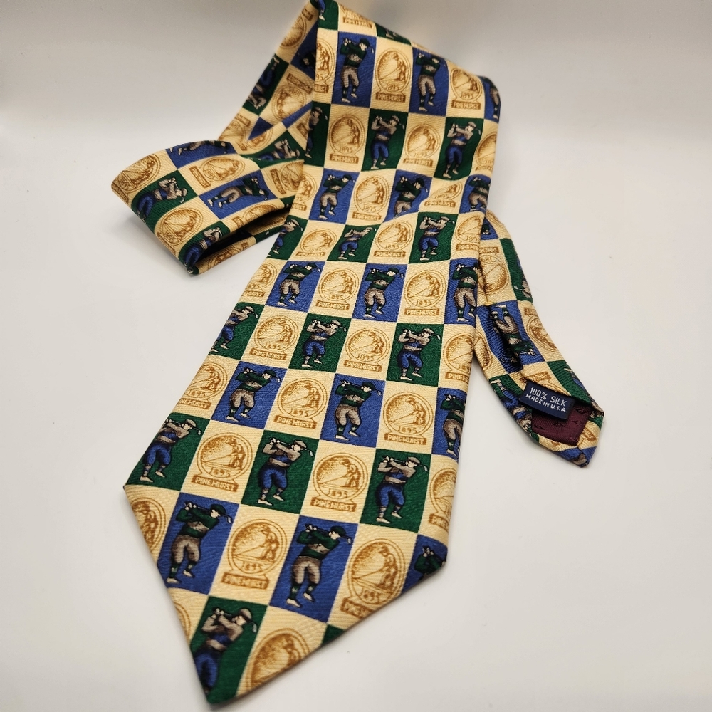 Pinehurst 1895 Golf Resort & Country Club Heritage‎ Silk Tie Nc Usa